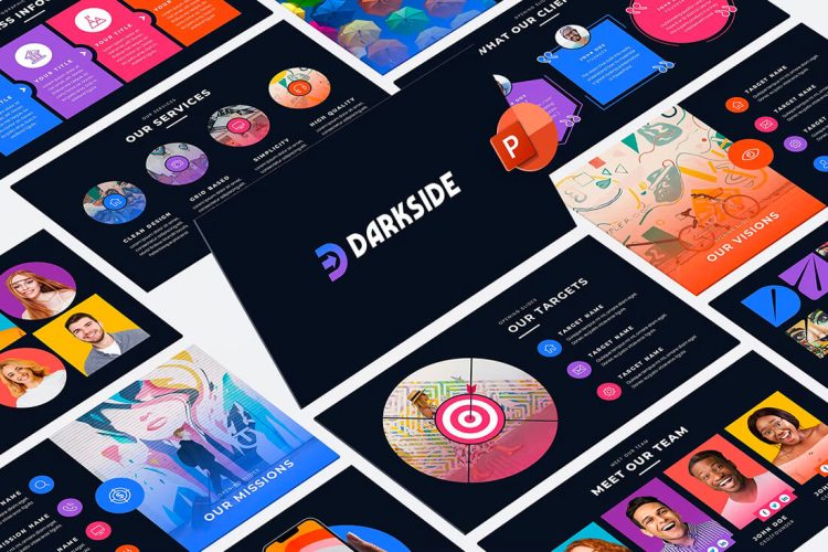 Darkside – Pitch Deck PowerPoint Template 466页通用商业投资创业公司简介市场营销数据分析图表ppt模板合集