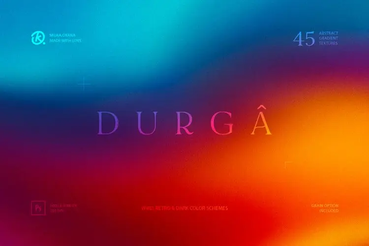 Durga Abstract Gradient Textures 45款潮流艺术复古抽象颗粒弥散光噪点迷幻渐变海报背景图片素材