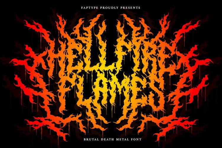 Hellfire Flames Death Metal Font 潮流时尚街头暗黑摇滚死亡金属荆棘火焰潮牌logo海报标题英文字体