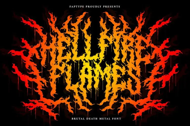 Hellfire Flames Death Metal Font 潮流时尚街头暗黑摇滚死亡金属荆棘火焰潮牌logo海报标题英文字体