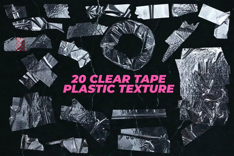 20 Clear Tape Plastic Overlay Texture 20款透明塑料胶带玻璃纸黏贴覆盖纹理背景png免抠图片设计素材