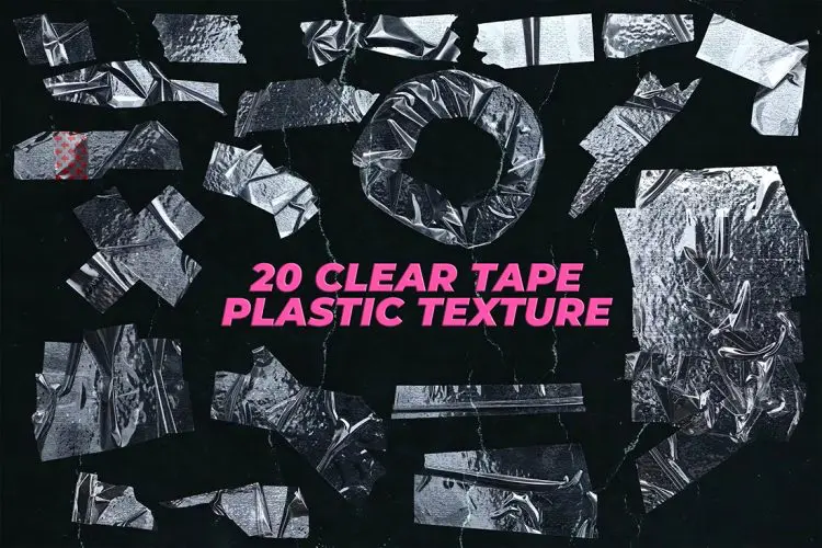 20 Clear Tape Plastic Overlay Texture 20款透明塑料胶带玻璃纸黏贴覆盖纹理背景webp免抠图片设计素材