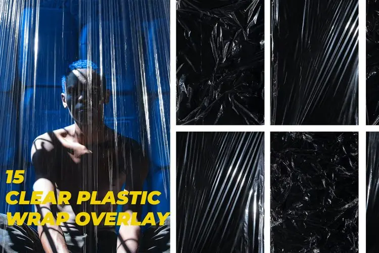 15 Clear Plastic Wrap Overlay Texture 15款透明保鲜膜薄膜玻璃纸覆盖叠加纹理背景webp免抠图片设计素材