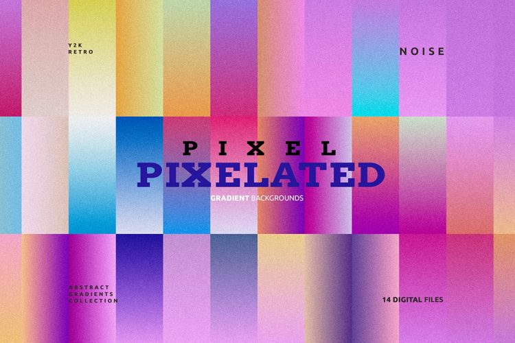 Pixels Pixelated Gradient Backgrounds 04 多彩像素化马赛克方形阵列渐变背景图片国外设计素材 14p