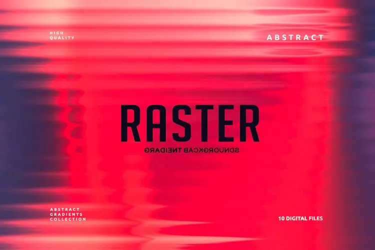 Raster Gradient Backgrounds 双色调光栅毛刺故障波浪运动渐变背景图片国外设计素材 10p