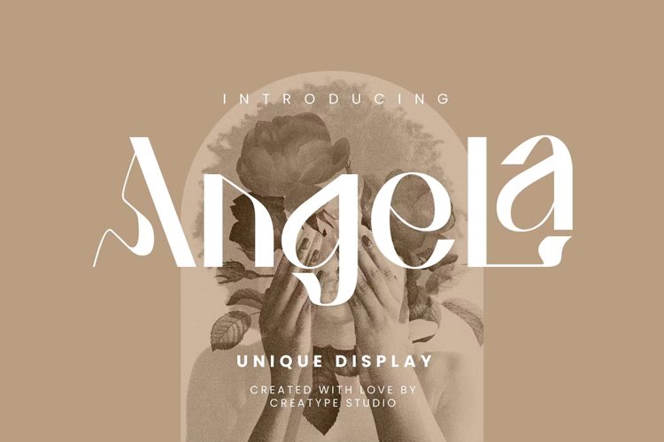 Angela Unique Display Angela优雅时尚波浪扭曲逆反差潮牌logo海报封面标题装饰英文字体