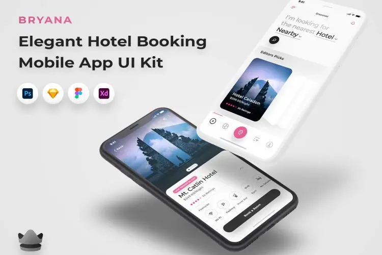 Bryana – Hotel Booking UI Kit 52屏国外旅游出行酒店客房住宿预订app用户界面设计ui套件模板
