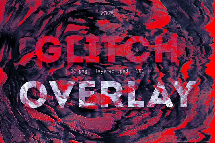 Glitch Overlay V01 11款抽象艺术混沌毛刺扭曲故障风叠加特效背景底纹图片设计素材