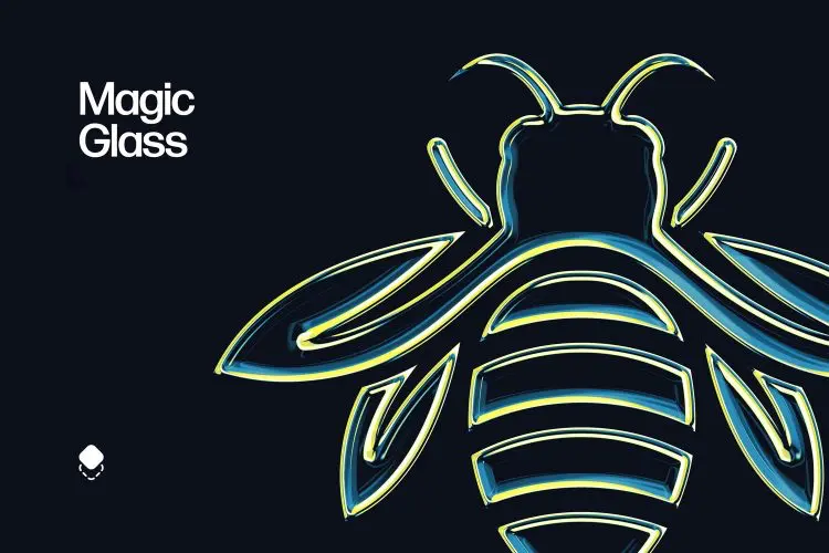 Magic Glass Effect 6款多彩金属镀铬3D立体发光效果标题字体Logo设计展示PSD样机模板素材