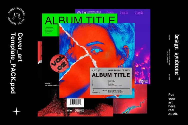 Cover Art Template Pack VOL.2 5款时尚潮流艺术创意音乐cd唱片封面平面设计ps模板素材源文件