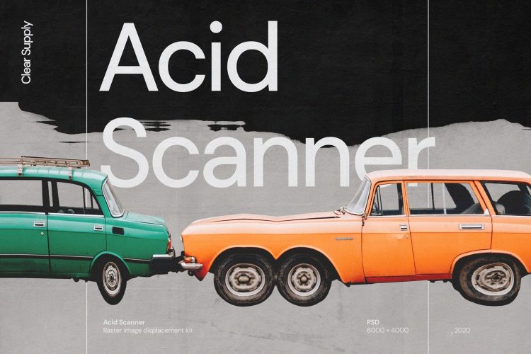 Acid Scanner 60款潮流艺术抽象故障风扭曲置换海报纹理ps特效生成滤镜设计素材