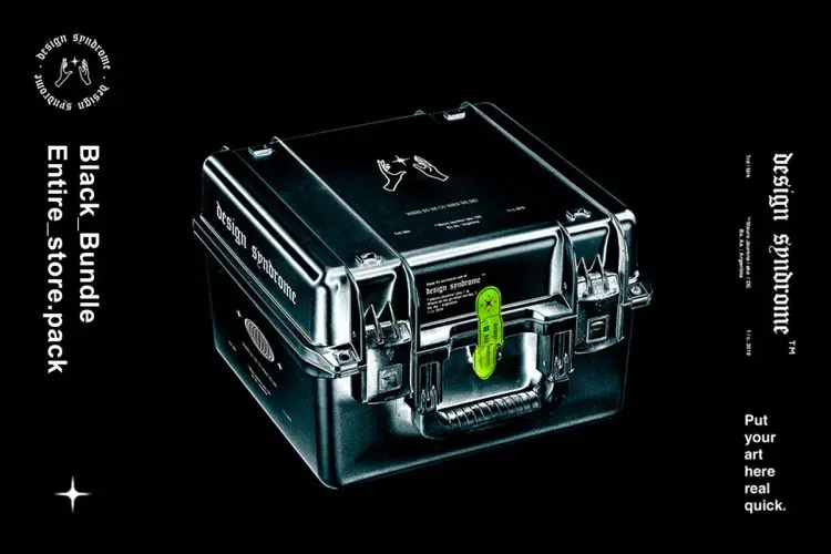 Design Syndrome – Black Bundle (Entire Store) 潮流品牌VI包装设计背景图片酸性图形样机素材套装