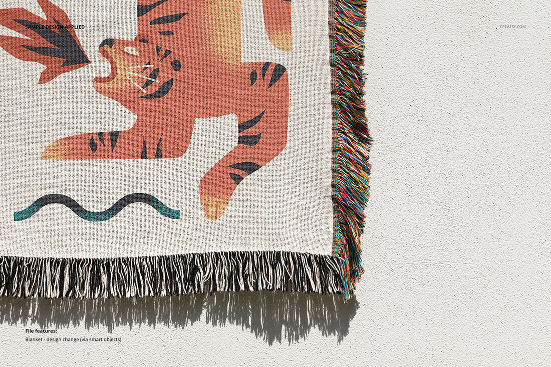 Jacquard Fringed Woven Throw Blanket Mockup Set v.5