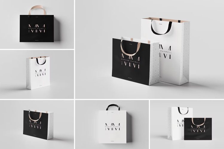 Shopping Bag Mockup 6款购物袋纸袋拎袋手提袋VI设计作品贴图ps样机素材展示效果图