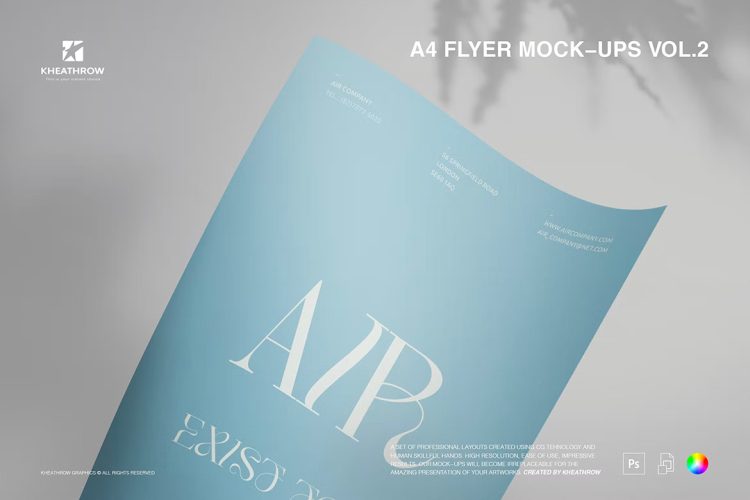 A4 Flyer Mock-Ups Vol.2 8款A4宣传单页招贴海报设计作品贴图ps样机素材场景展示效果图