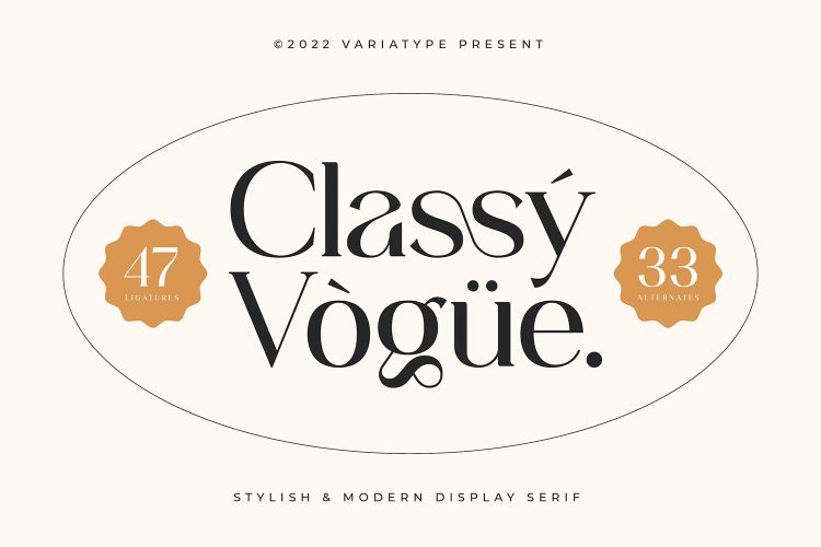 Classy Vogue – Stylish Serif 时尚经典优雅奢华品牌标识请柬海报杂志封面标题衬线英文字体包