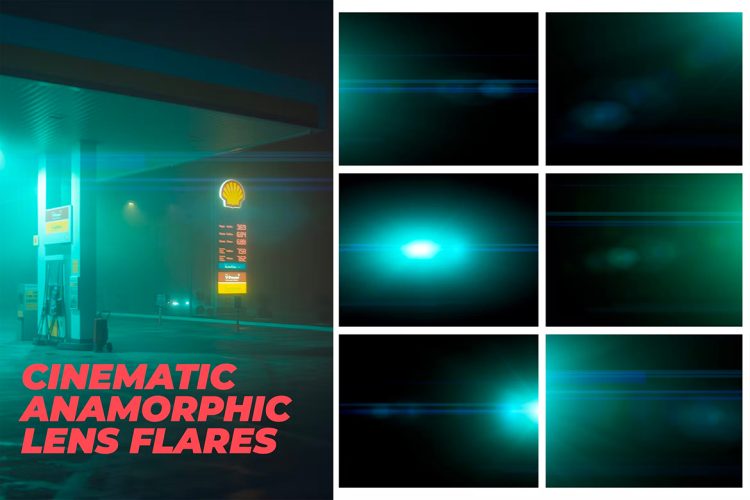 Anamorphic Lens Flares Overlays 电影变形镜头光晕耀斑虚化效果背景叠加图片国外设计素材 20p