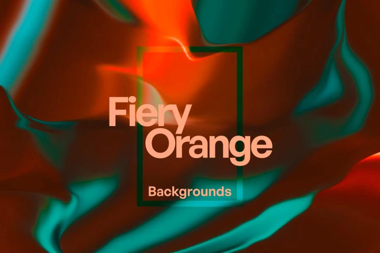 Abstract Fiery Orange 3D Liquid Backgrounds 抽象橙色3D火焰烈焰焚烧背景叠加图片国外设计素材 5p