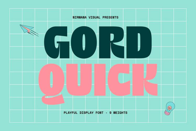 Gord Quick – Display Font 9款Gord Quick潮流时尚酸性逆反差潮牌logo海报标题系列字体家族