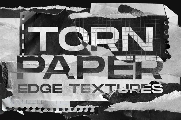 Torn Paper edge textures 潮流复古做旧褶皱纸片毛边撕纸拼贴艺术webp免抠背景图片设计素材