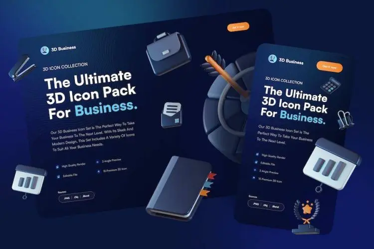 Business 3D Icon 15款时尚企业办公业务营销3D立体图标Icons设计素材