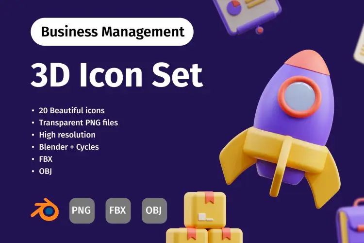 3D Business Management 20款3D立体卡通商业金融银行支付插图插画icon图标webp免抠图片