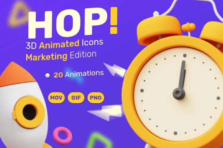 HOP Marketing 3D Animated Pack app应用营销3D小图标_网页应用营销3D小图标icon素材下载