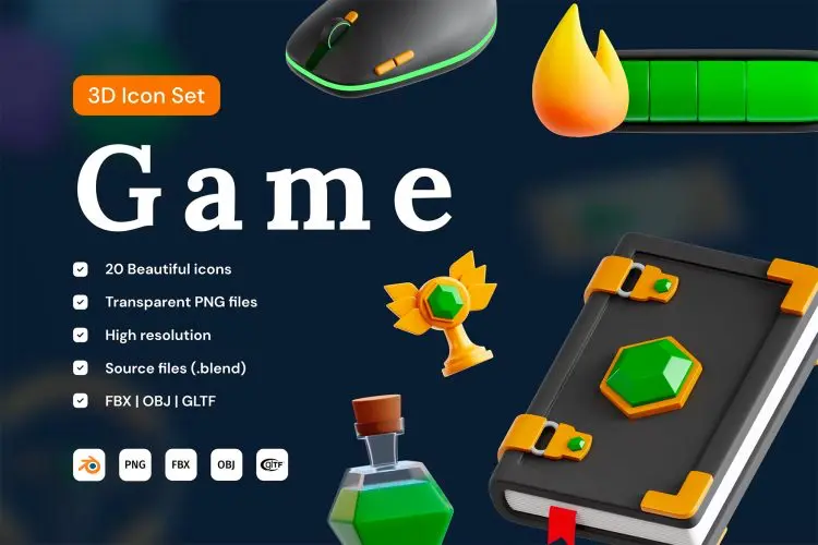 Game 3D Icon Set 20款电竞竞技卡通魔法游戏类3D图标icon素材webp免抠图片