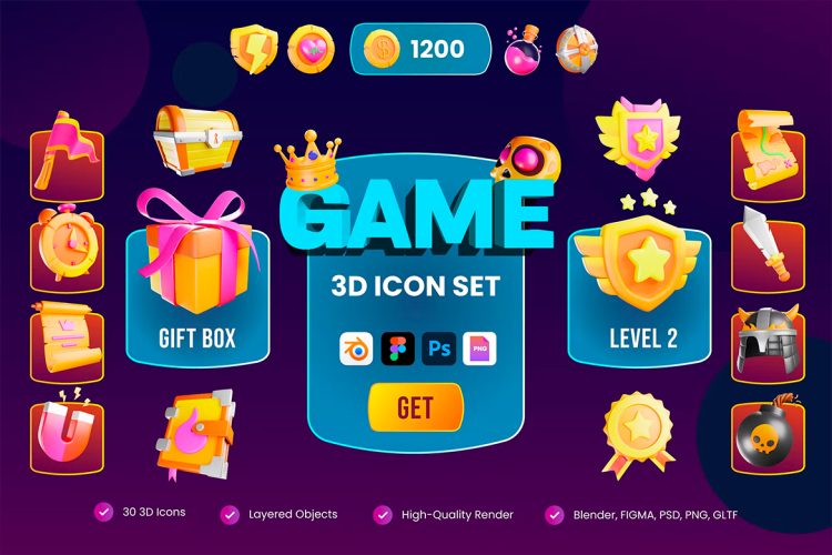 3D Game Icons 30个3D游戏icon图标素材下载