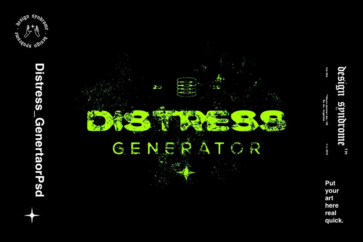 Distress Generator 潮流复古粗糙做旧磨损印染潮牌logo图形ps特效样机素材模板