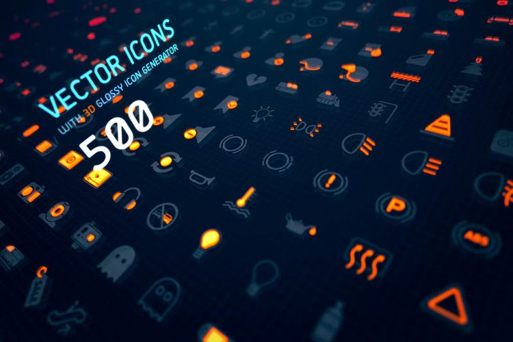 500 Vector icons + 3D glossy icon generator 500多个搜索引擎优化汽车互联网矢量图标icon素材