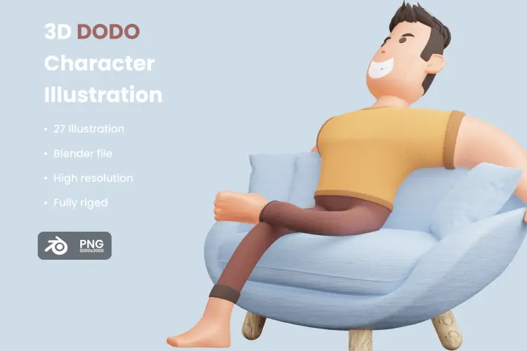 DODO 3D Illustration 27款创意趣味卡通3D立体人物造型姿势插图插画webp免抠图片素材