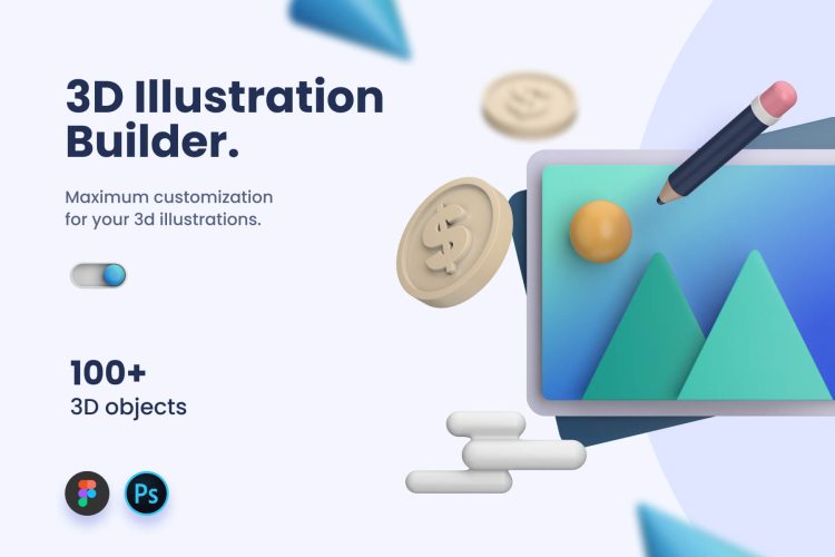 3D Illustration Builder 3D插图生成器_三维立体办公系统元素插画图片设计素材