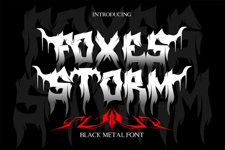 Foxes Storm – Black Metal Font 潮流街头哥特暗黑死亡金属火焰摇滚乐队logo海报标题装饰英文字体