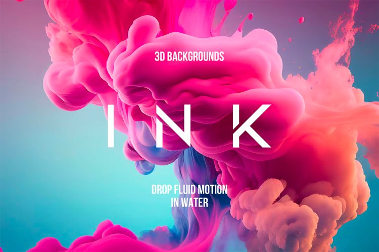 Ink Drop Fluid Motion in Water Backgrounds 10款时尚缤纷彩虹抽象艺术流体烟雾水墨3D海报背景高清图片素材