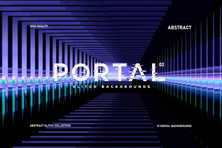 Abstract Portal Glitch Backgrounds 02 13款抽象艺术故障风失真错位叠印未来科幻海报背景底纹图片素材