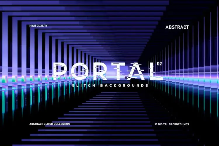 Abstract Portal Glitch Backgrounds 02 13款抽象艺术故障风失真错位叠印未来科幻海报背景底纹图片素材