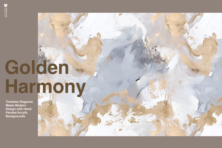 Golden Harmony 抽象艺术金色点缀水彩绘画纹理背景叠加图片设计素材 26P