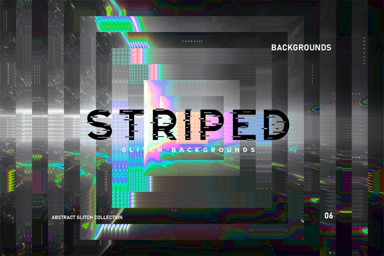 Abstract Striped Glitch Backgrounds 12款潮流科幻全息条纹故障风失真错位海报背景底纹图片设计素材