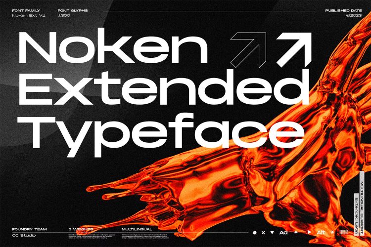 Noken Extended – Versatile Sans Serif 3款Noken通用现代时尚品牌标识logo广告杂志封面海报标题英文字体