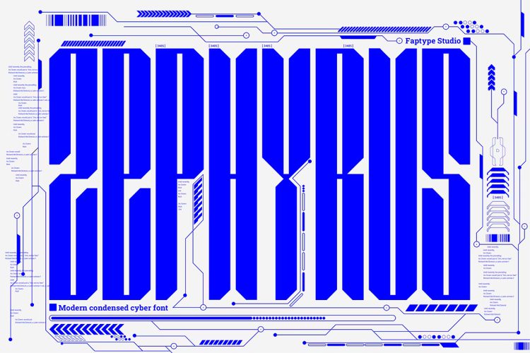 Zephyrus Modern Condensed Cyber Font 未来赛博朋克科幻工业机械机甲风PSAI英文字体安装包素材