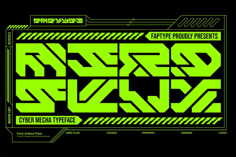 Aero Flux Modern Cyber Mecha Font Aero Flux未来科幻机械电竞游戏机能潮牌标识海报标题英文字体包