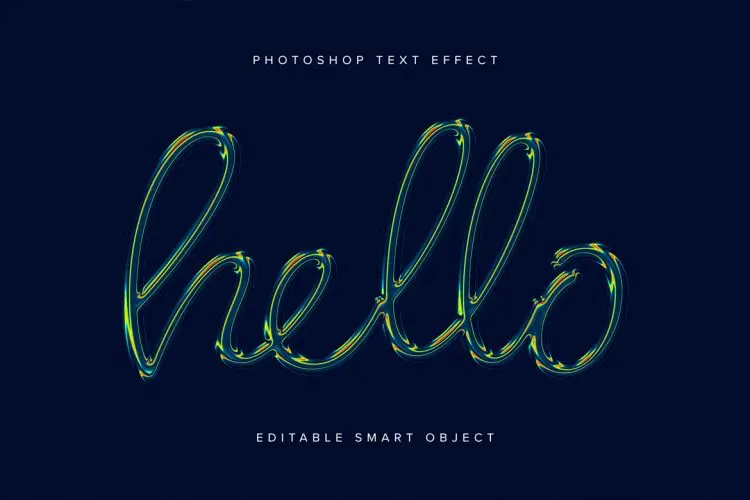 3D Holographic Chrome PSD Text Effect 3D全息镀铬金属立体文字ps特效样机素材模板