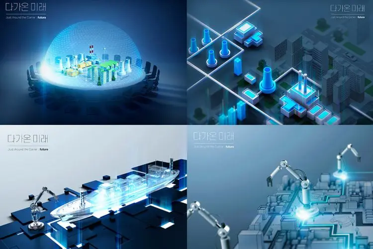 Artificial Intelligence Robot Poster Template 11款创意人工智能工业机器人工业科技海报展板设计PSD分层素材源文件