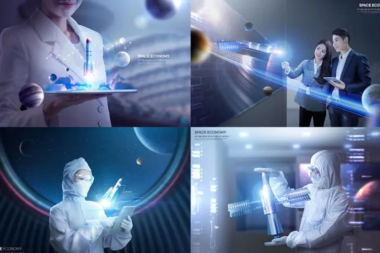 Rocket Satellite Poster Template 13款创意太空宇宙火箭航天卫星星空海报展板广告牌设计PSD分层源文件素材