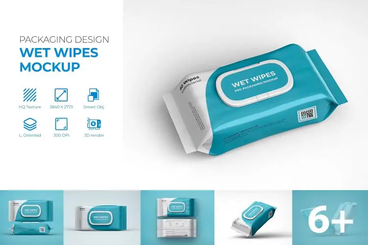 Wet Wipes Packaging Box Mockup 11款卫生纸巾湿厕湿巾纸产品包装设计贴图ps样机素材展示效果图