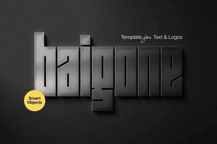 Stylish Steel Logo Mockup 时尚质感不锈钢3D立体金属光泽logo字体设计PS特效样机生成模板