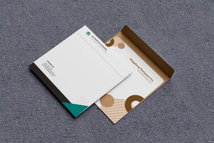 Square Envelope Mockups 石板上的方形信封模型设计贴图ps文具样机素材模板 3 PSD文件