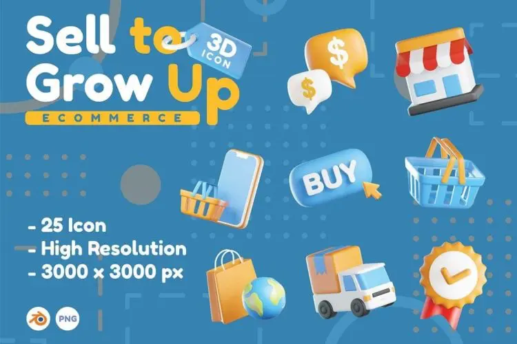 Ecommerce 3D Icons 25款3D立体卡通趣味电商购物大促折扣促销icon图标设计素材源文件