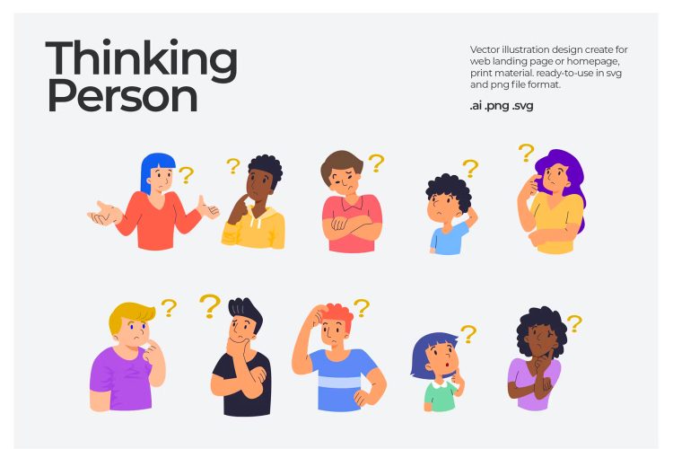 Thinking Person – illustration 10张疑问有问题思考的人物插画